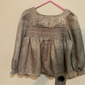 Tommy Bahama Baby Girl Gold Shimmer Smocked Long Sleeve